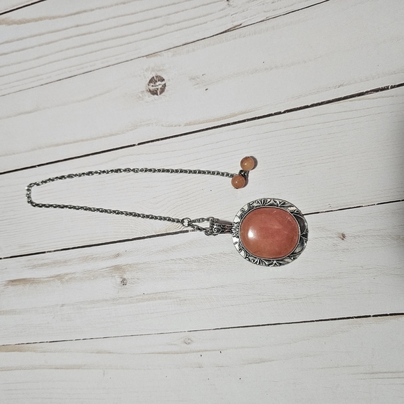 Silver and Orange Sunstone Pendant Bookmark - Picture 2 of 4